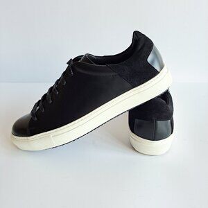New Pal Zileri Black & White Leather Suede Sneakers Size 41 / US 8
